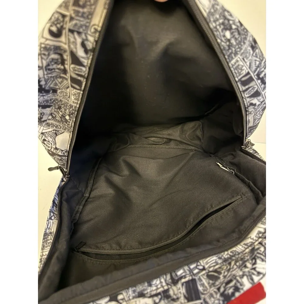 Marvel comic book pattern backpack -white&blk With Red Trim